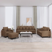 Set di Divani 4 pz con Cuscini Marrone in Tessuto 3201643