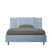 Letto imbottito Matrimoniale francese 140x190 cm Appia - Contenitore,Microfibra,Azzurro