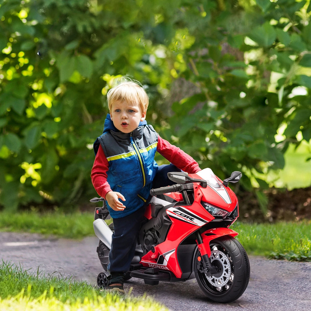 Moto Elettrica per Bambini con Licenza HONDA, Batteria 6V Ricaricabile, Velocit¨¤ 3km/h, Rosso