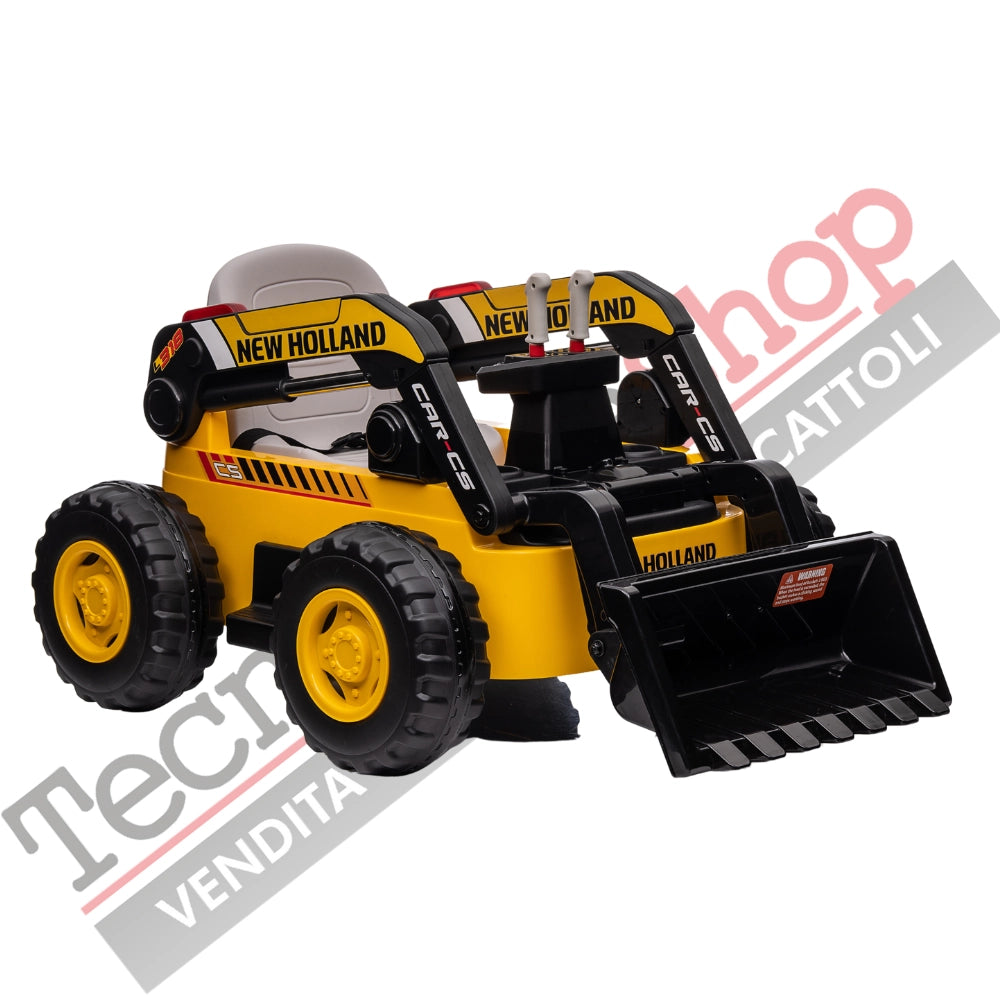 Trattore New Holland Ruspa Elettrica Pala Meccanica Per Bambini 12V con Radiocomando