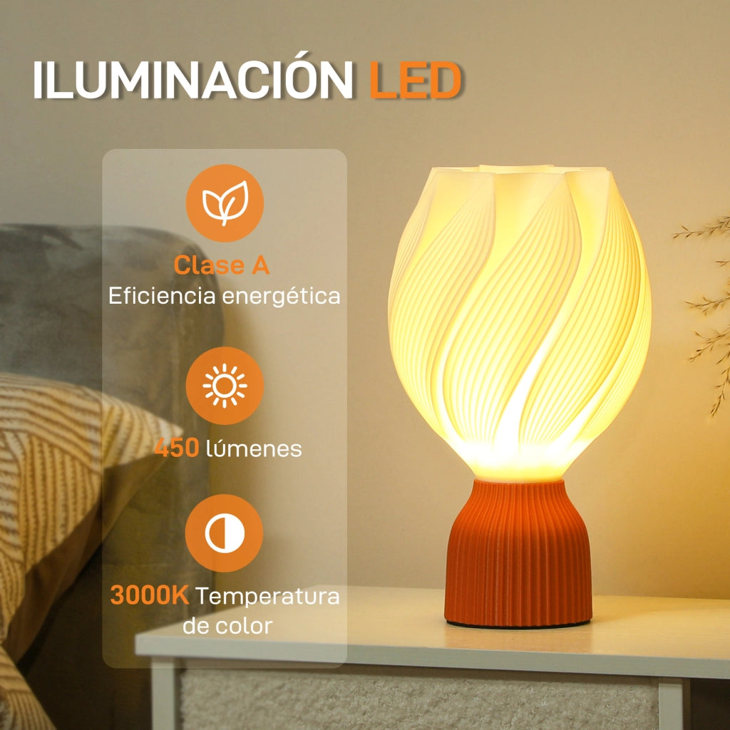 Tavolino LED 3D con design petali ¨C zephmum ¨C bianco e terracotta ?16,5x28 cm
