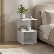 High-gloss White Bedside Table, 35x35x55 Cm, Made Of Engineered Wood