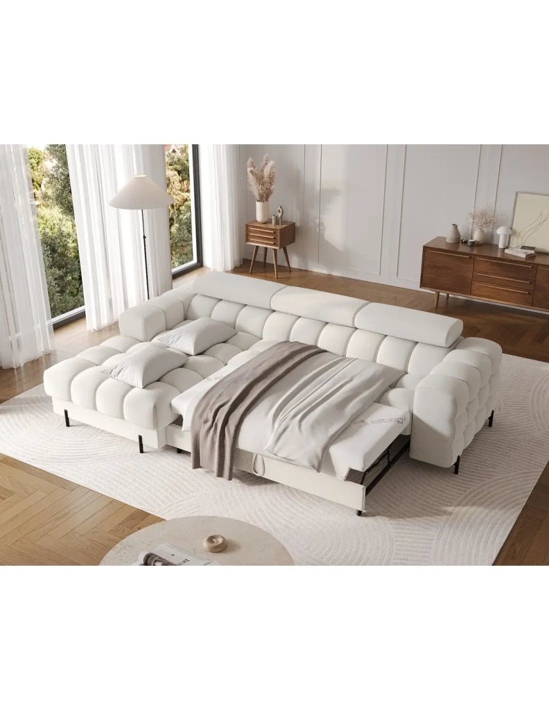 Divano angolare sinistro convertibile Bianco dall'aspetto contemporaneo 285x99x181cm FILTRO