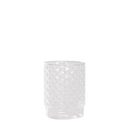 Isolano Set da 4 Tumbler Impilabili in Vetro Borosilicato Trasparente con Decoro Diamantato Artigianale per Tavola e Piano Bar - Collezione Esclusiva