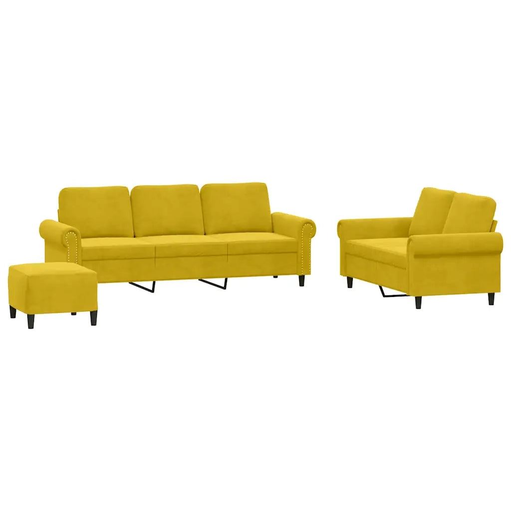 Set di Divani 3 pz con Cuscini giallo in Velluto 3202266