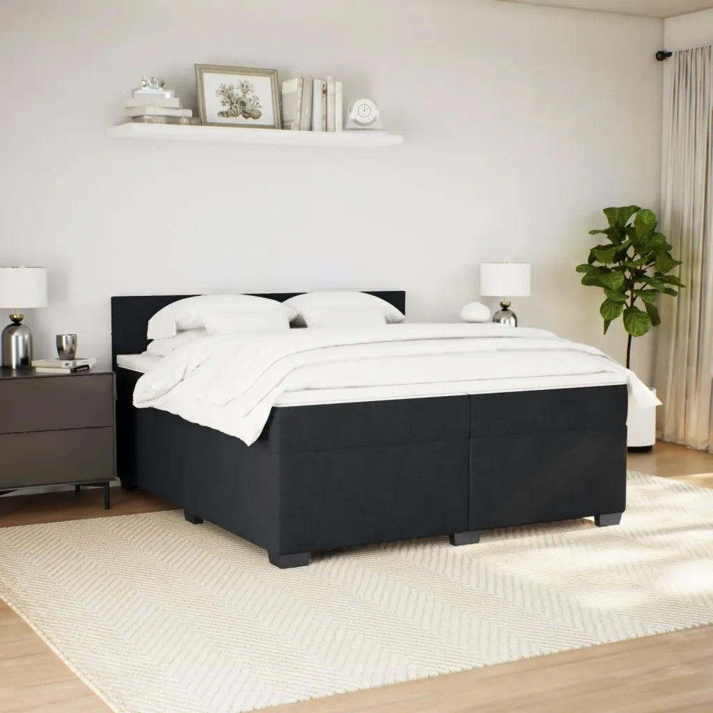 Giroletto a Molle con Materasso Nero 200x200 cm in Velluto 3286404