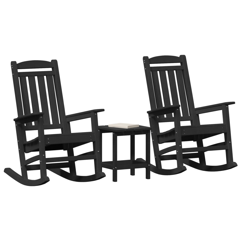 Set di Lounge da Giardino  3 Pezzi Nero HDPE