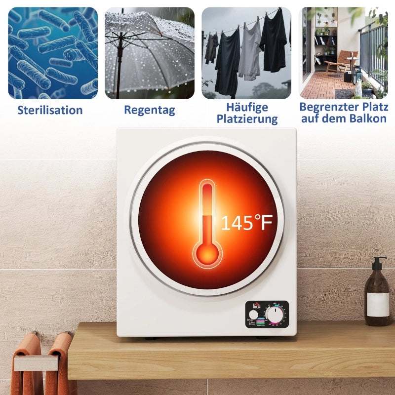 Mini asciugatrice da 4 kg con 4 programmi, 2 livelli di riscaldamento, sterilizzazione fino a 65¡æ, 850W per indumenti