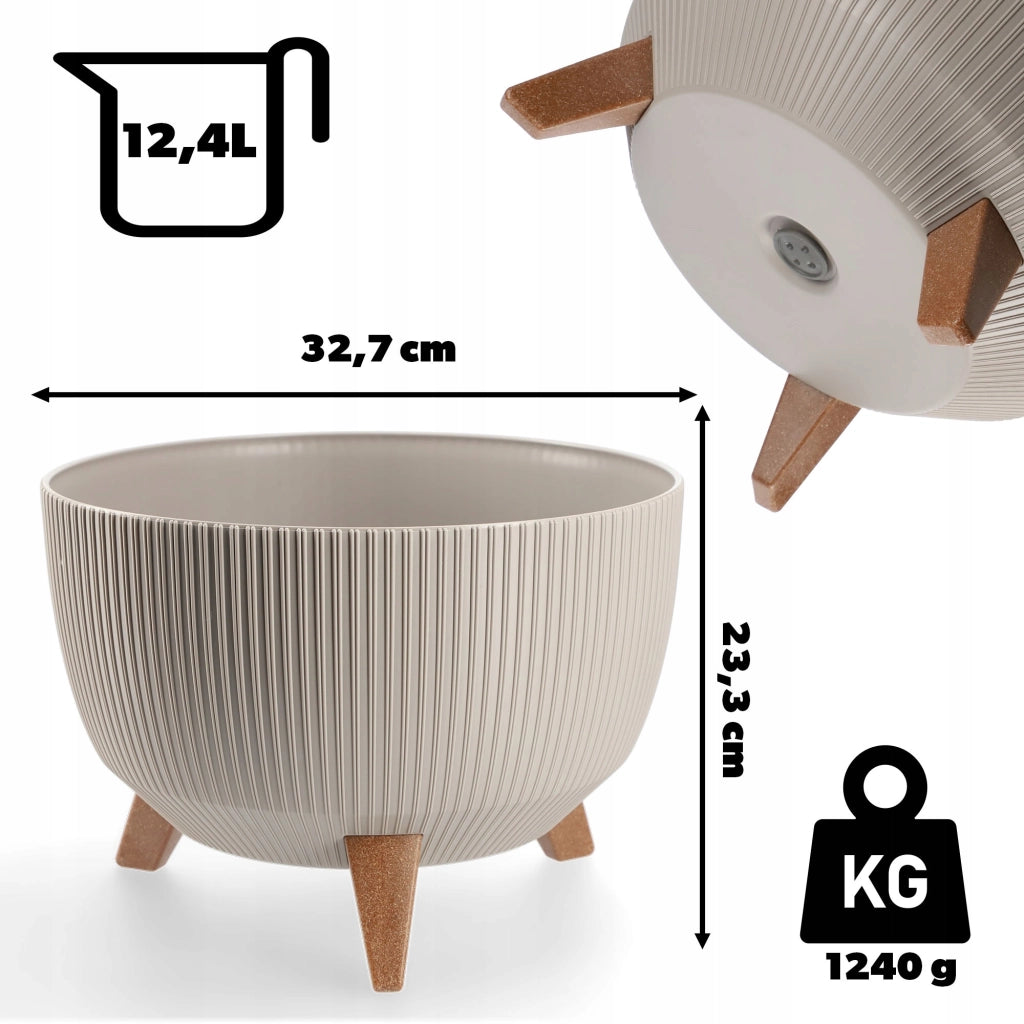 Vaso da giardino KADAX con gambe per fiori, grande ciotola rotonda da 33 cm