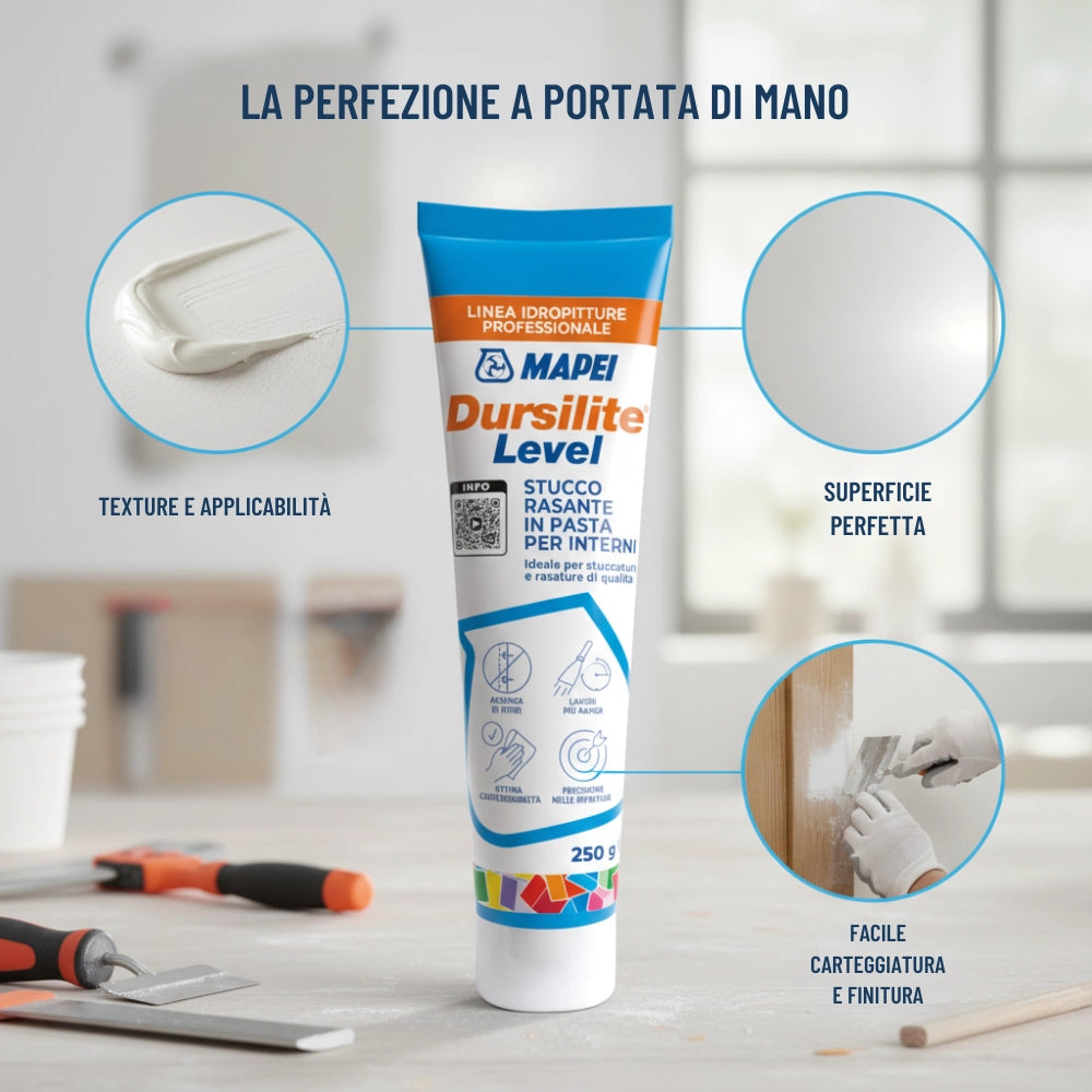 Stucco rasante acrilico dursilite level mapei per interni *** formato 250 g, confezione 1