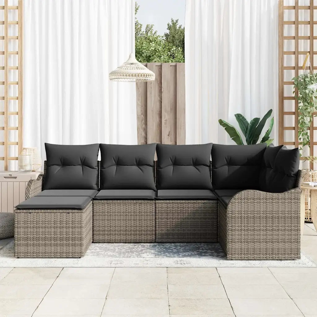 Set Divano da Giardino 6 pcs Grigio polyrattan 3345769