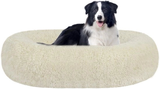 Cuscino per Cani Rond, Bancopassaggio per Cani e Gatti, Donut per Cani, Cappuccio per Cani, Lavabile, 90 cm di Diametro, Beige