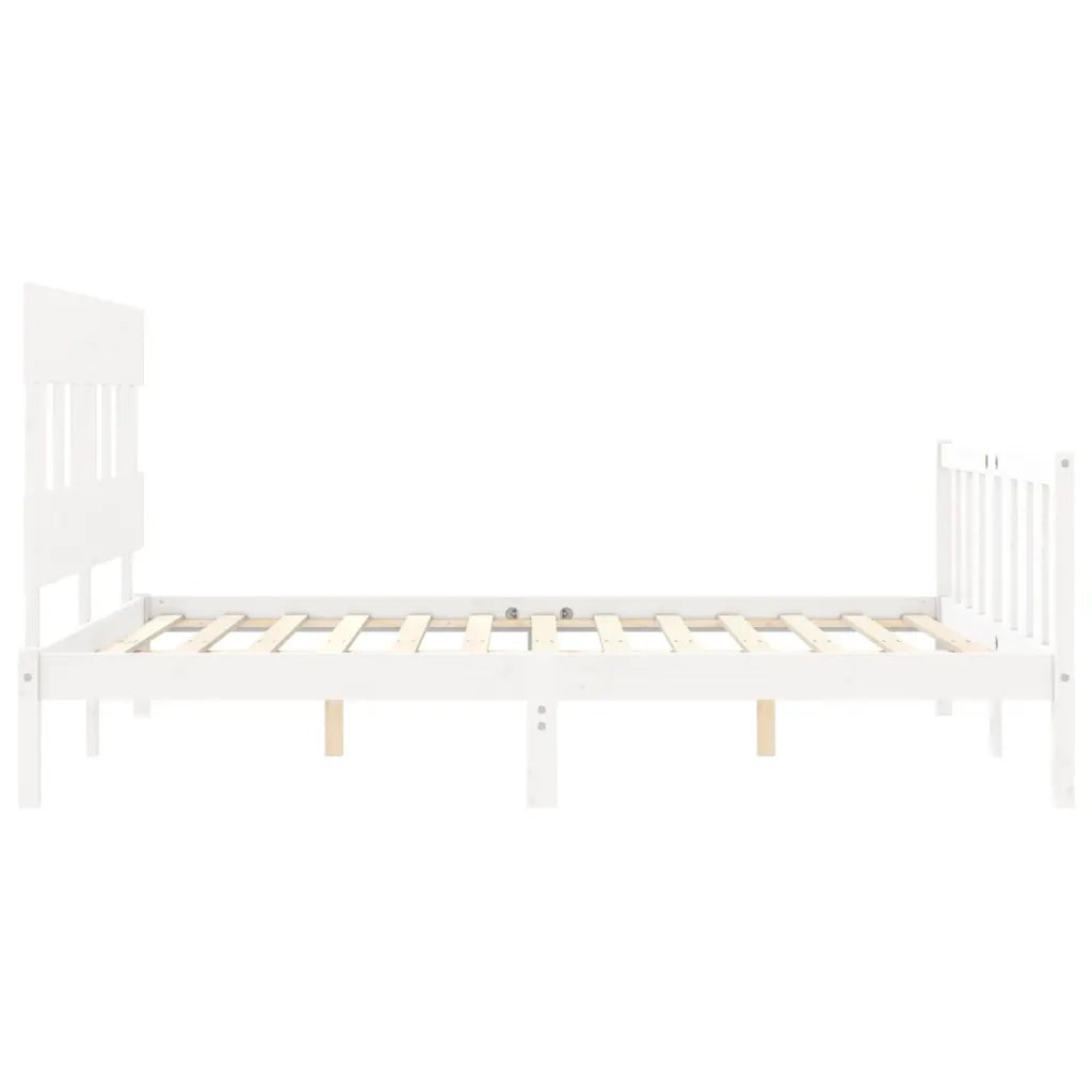 Giroletto senza Materasso-Struttura Letto Bianco 160x200 cm Legno Massello Pino 614843