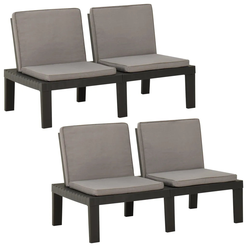Panchine da Giardino con Cuscini 2 pz in Plastica Grigio 3059826