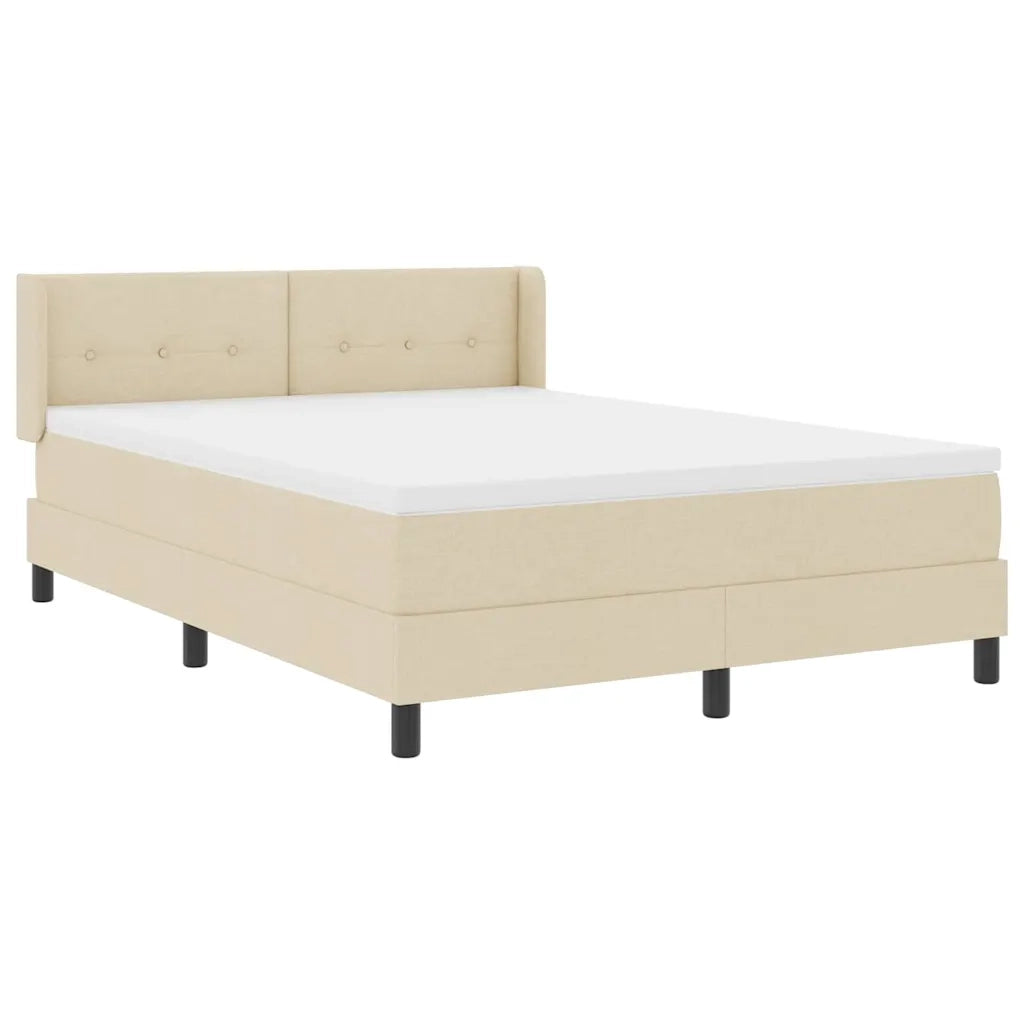 Letto a molle con testiera Crema 200 x 160 cm Tessuto 3341116