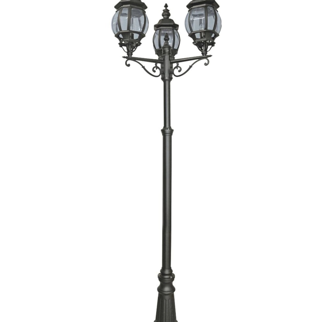Lampione Da Esterno Rustico-Country Bel Aire Alluminio Nero 3 Luci E27