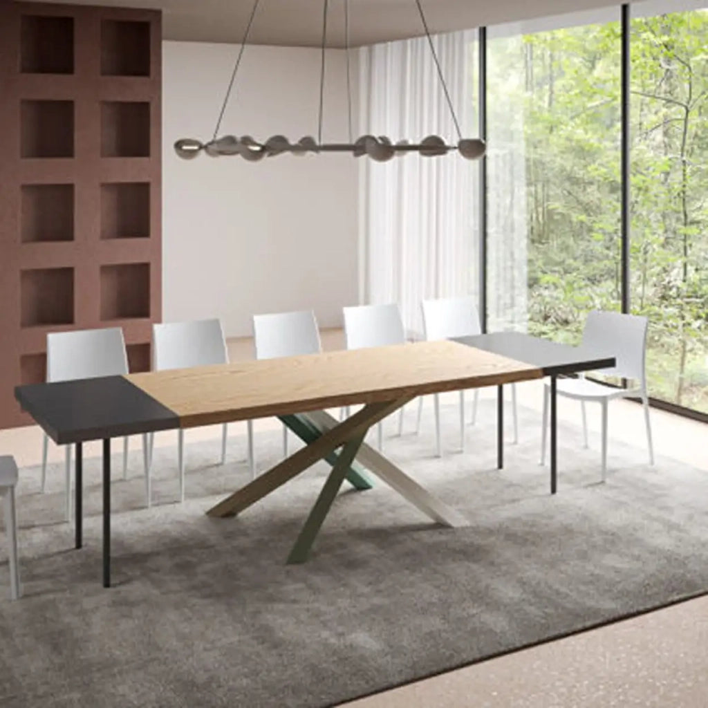 Tavolo allungabile 200/300x90 cm Versalux rovere scortecciato gambe multicolore 4/A