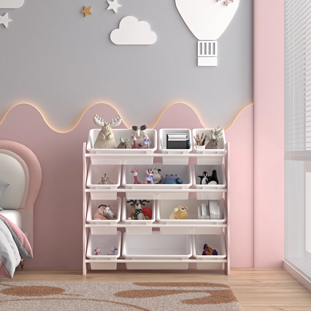 Scaffale Vestnes per Cameretta Mobile Contenitore a Scaletta - Rosa/Bianco [en.casa]