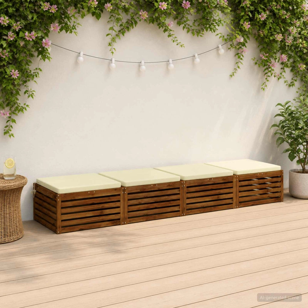 Cuscini per Sedia in 4 Pezzi SOEST 4 pz 100% Poliestere Crema 944678