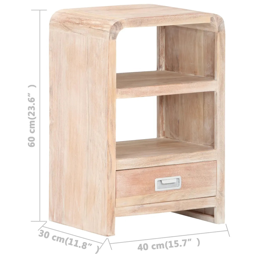 Comodino | Armadio da Notte | Mobiletto da notte 40x30x60 cm in Legno Massello di Acacia