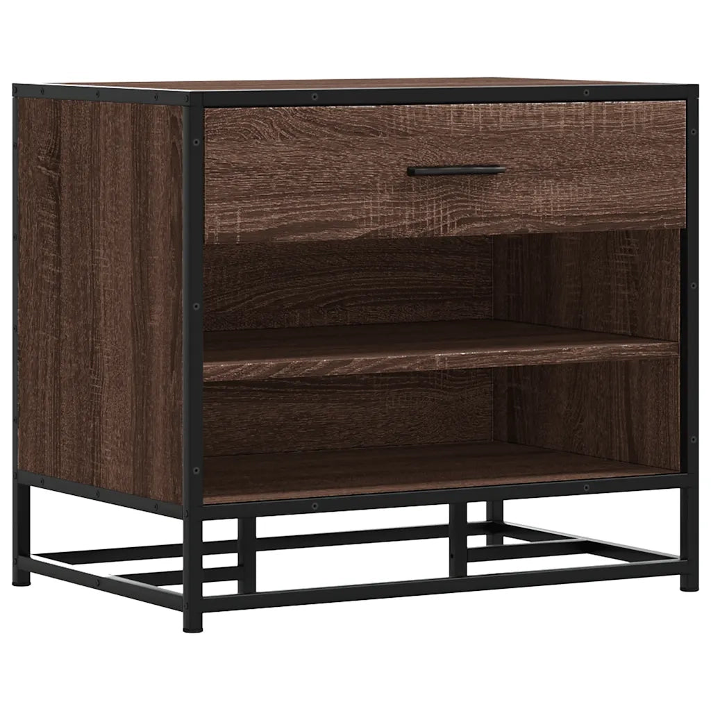 vidaXL Panca Portaoggetti Rovere Marrone Legno Multistrato e Metallo
