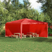 Parete per tenda da festa 2 pcs Rosso 400 x 195 cm PE e Acciaio