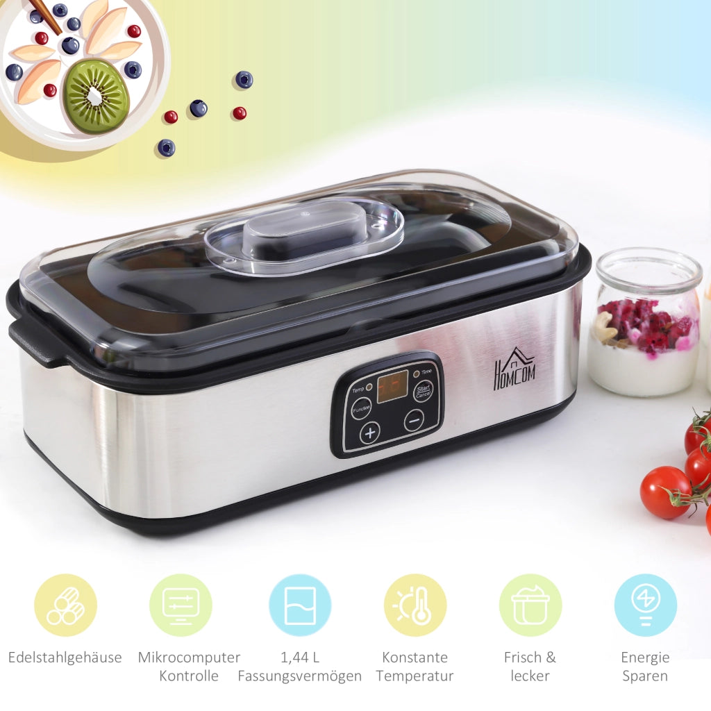 Yogurtiera Elettrica ¨C Zephmum ¨C Argento 25W 1.4L con 8 vasetti di vetro
