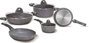 Set di pentole in alluminio, adatto per induzione, 8 pezzi, grigio, 16 cm