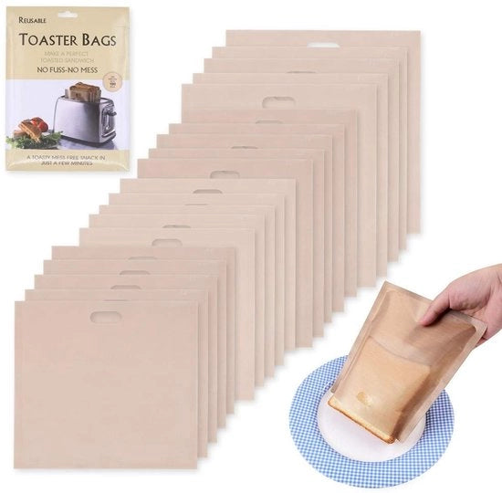 Set di Tasche per Toastie 20 Pezzi - Riciclabile - Antitrasformazione - Lavabile - Teflon - Igiene - Per Panini Fornello/Crostonatore