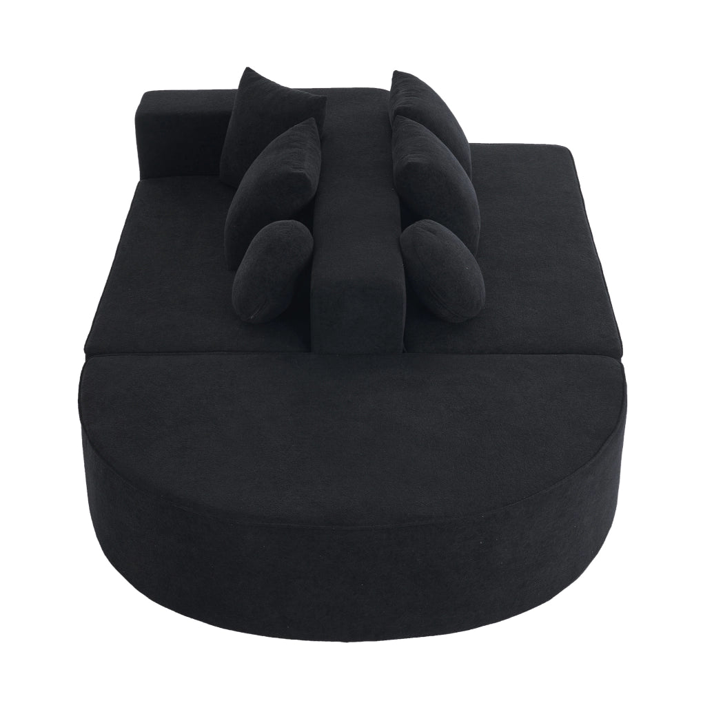 Divano letto modulare in ciniglia nero; struttura interamente in schiuma