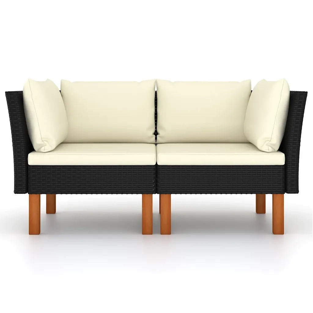 Poltrone Angolari 2 pz Polyrattan e Legno Massello di Eucalipto CFW6232098