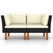Poltrone Angolari 2 pz Polyrattan e Legno Massello di Eucalipto CFW6232098