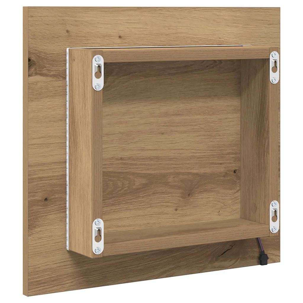 Specchio da bagno LED Rovere artigianale 40 x 37 x 8.5 cm 875412