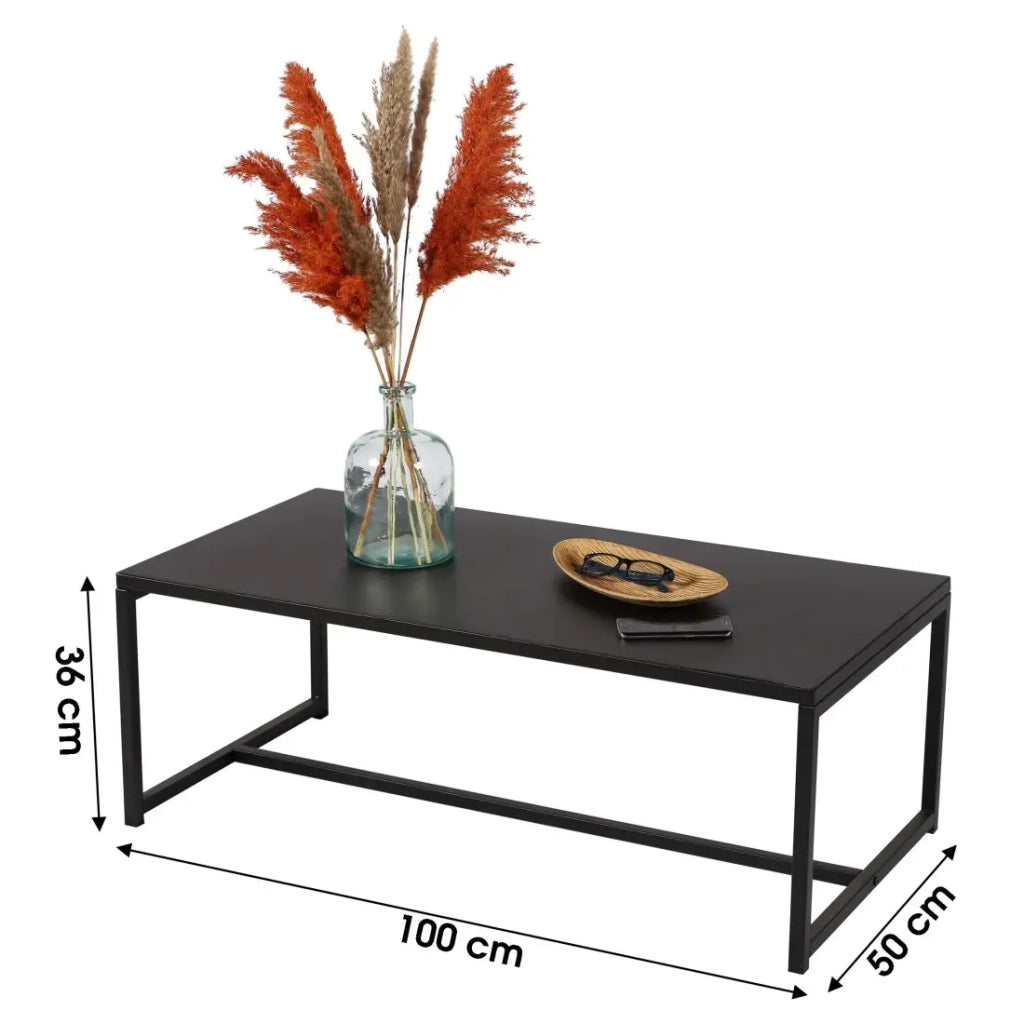 Tavolino basso stile industriale collezione SOHO - Colore nero, dimensioni 100x50x36 cm