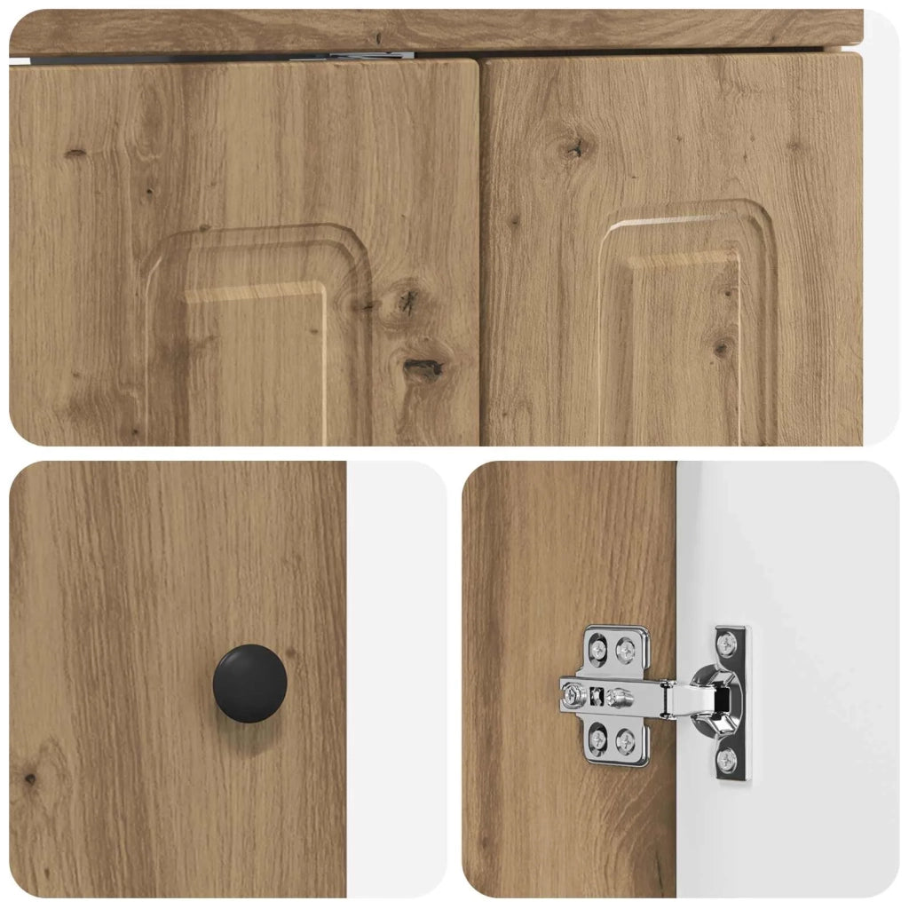 Mobiletto da Bagno Sotto Lavabo Rovere Artigianale 890695