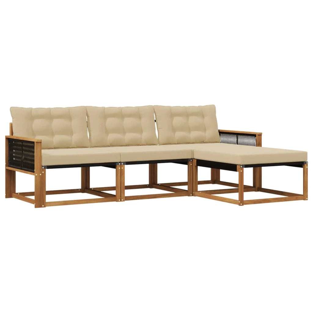 Set di divani da esterno 4 pz Naturale e Beige 3381345