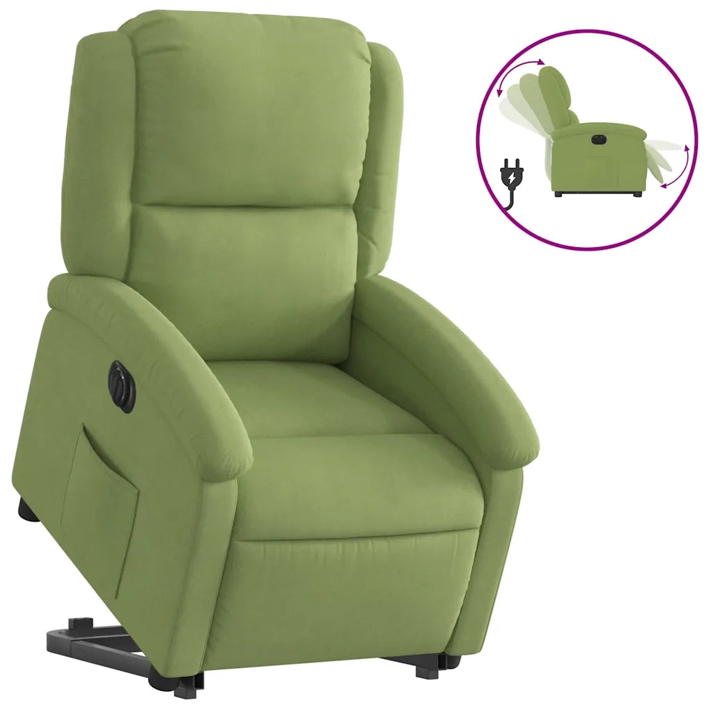 Poltrona Alzapersona Reclinabile Elettrica Verde Chiaro Velluto