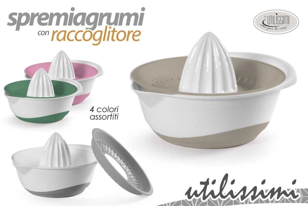 Spremiagrumi Manuale in Plastica con Raccoglitore Antiscivolo 4 Colori