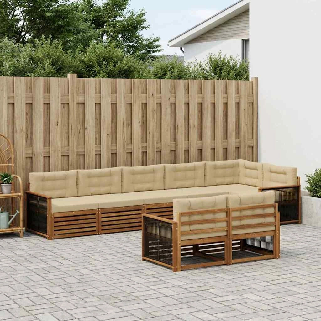 Set di divani da esterno 8 pz Naturale e Beige 3383506