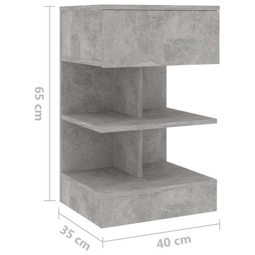 Bedside Table Concrete Grey 40x35x65 Cm Wood Material