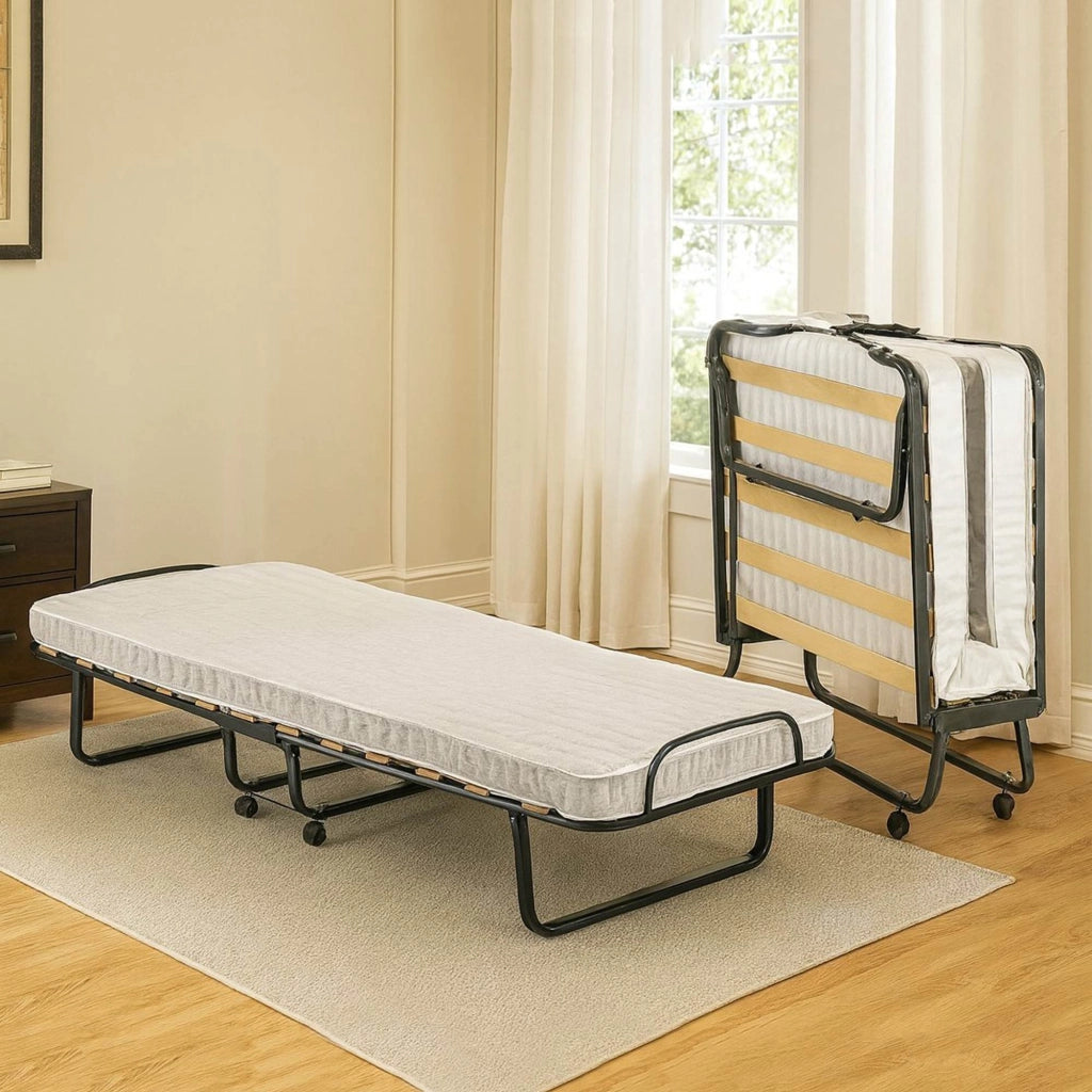 Letto pieghevole Tellus, Brandina con rete 12 doghe, Materasso incluso, Lettino salvaspazio, 100% Made in Italy, 80x190h37 cm, Custodia protettiva su richiesta