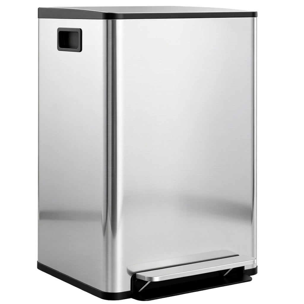 Bidone 2 Compartimenti 60L con Pedale ¨C Zephmum ¨C Acciaio Inossidabile 43x35x75cm