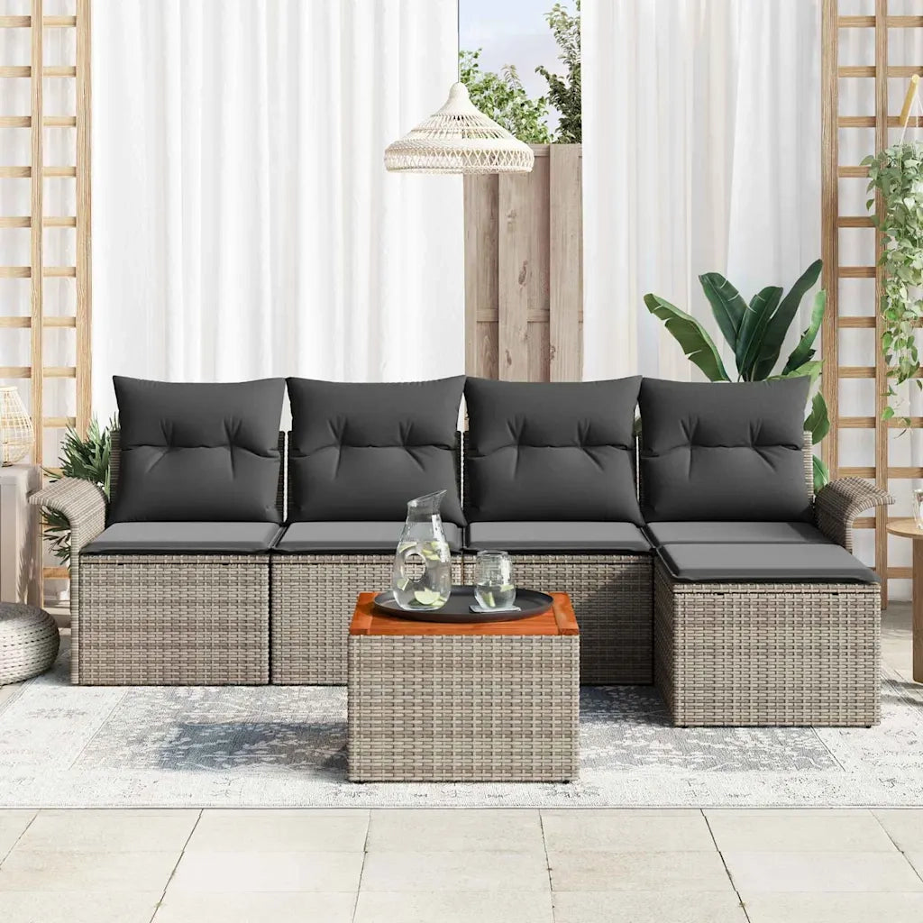 Set Divano da Giardino 6 pcs Grigio polyrattan