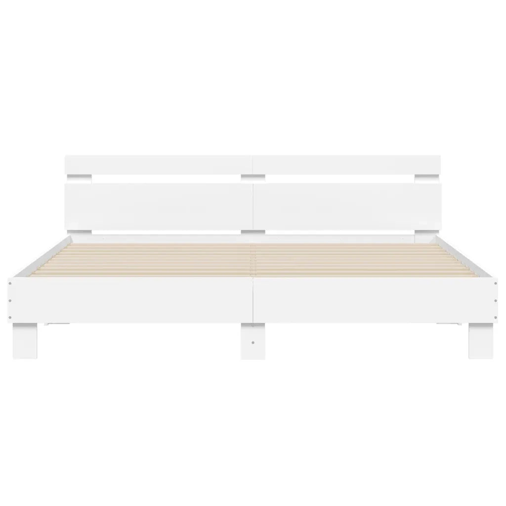 Giroletto con Testiera-Struttura Letto con testiera Bianco 180x200 cm in Legno Multistrato
