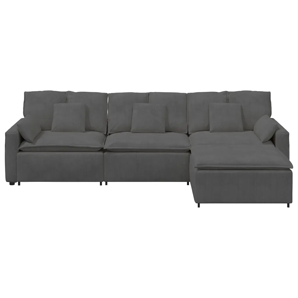 Divano Modulare con Poggiapiedi e Cuscini Grigio Scuro 3321078