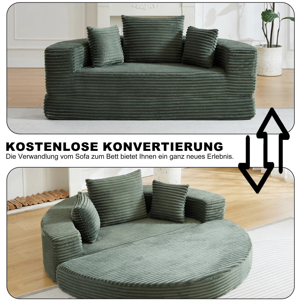 Divano Letto Rotondo 2 in 1 ¨C MINIMAL ¨C Tessuto con Tasche