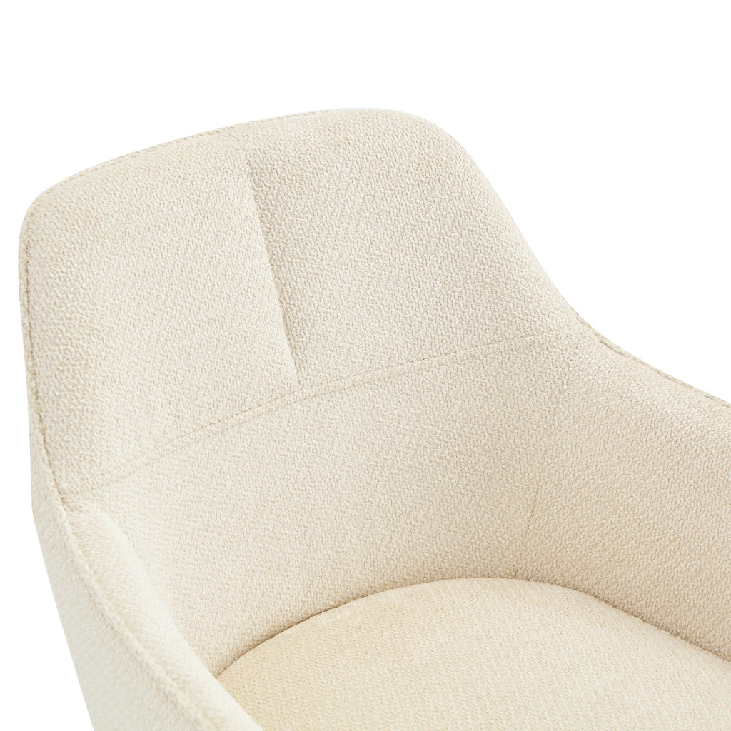 Sedia da Pranzo Set da 2 Girevole a 360° con Braccioli e Schienale Ergonomico in Tessuto Bianco e Legno Massello Noce