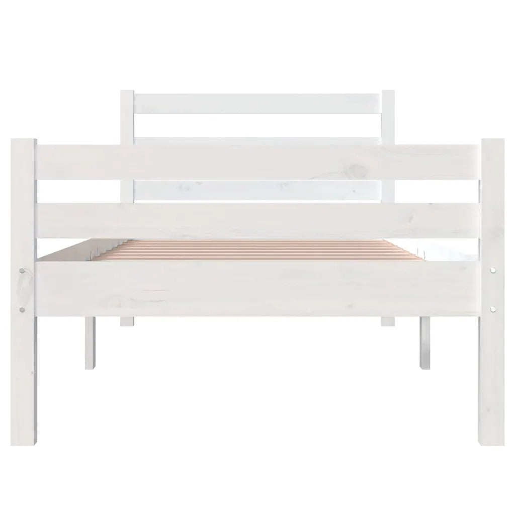 Letto singolo | Letto per adulti | Giroletto Bianco in Legno Massello 100x200 cm