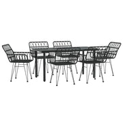 Set da pranzo per esterni da 7 pezzi in resina di vimini nera 02_0014377