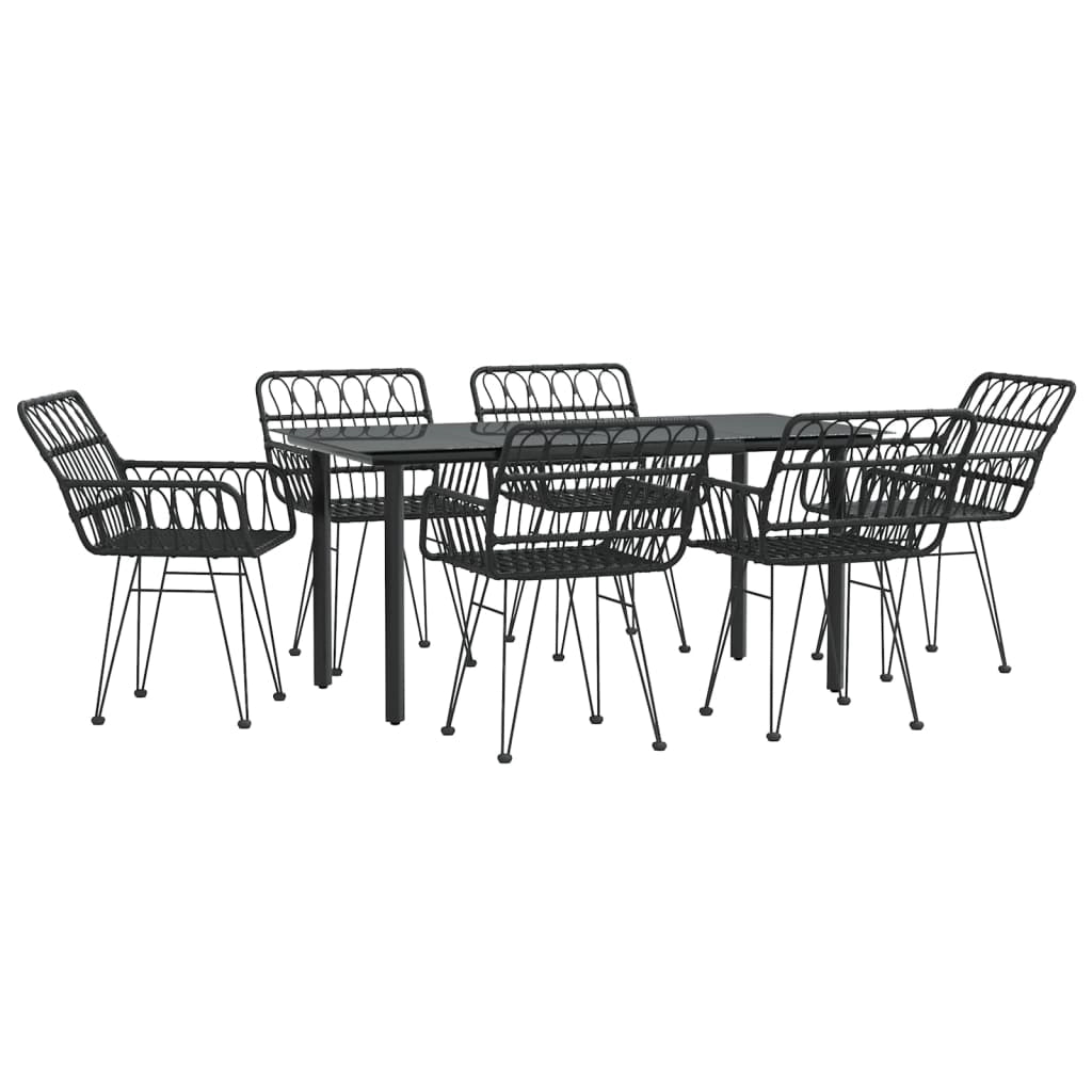 Set da pranzo per esterni da 7 pezzi in resina di vimini nera 02_0014377